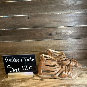 New Girls Tucker & Tate Marissa Brown Faux Leather Gladiator Sandals‎ Size 12 C